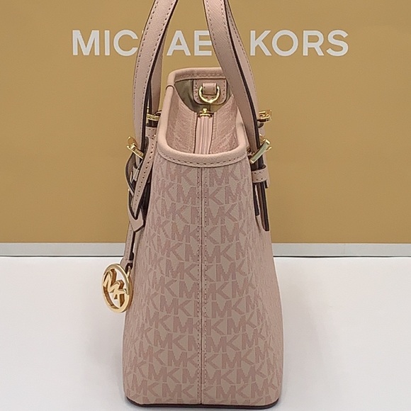 MICHAEL KORS Jet Set Travel Extra-Small Saffiano Leather Top-Zip Tote Bag BALLET - Picture 12 of 16